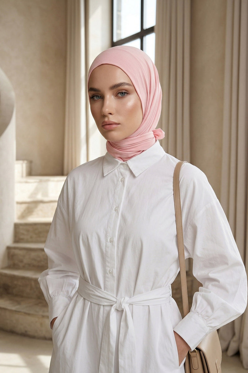 Chic Easy Wrap Hijab Cover for Women, Trendy Hijab for Stylish Look, Soft Comfortable Turban Head Covering, Chic Single Color Headscarf,B-45
