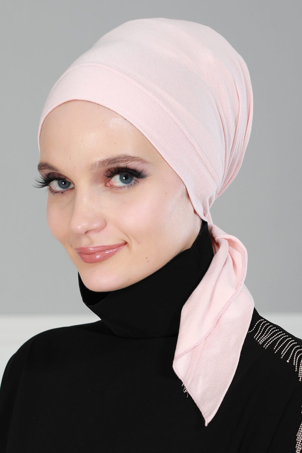 Chic Easy Wrap Hijab Cover for Women, Trendy Hijab for Stylish Look, Soft Comfortable Turban Head Covering, Chic Single Color Headscarf,B-45 Powder