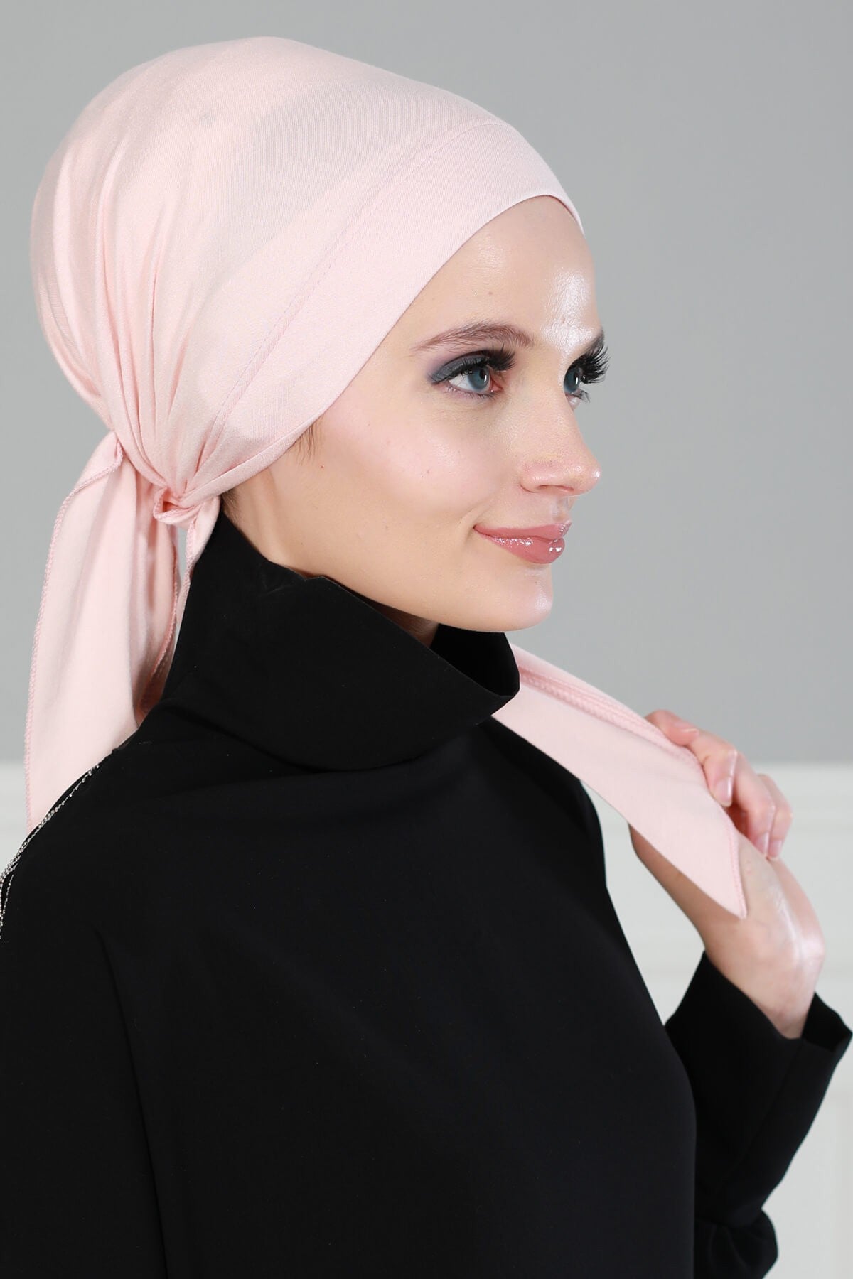 Chic Easy Wrap Hijab Cover for Women, Trendy Hijab for Stylish Look, Soft Comfortable Turban Head Covering, Chic Single Color Headscarf,B-45 Powder