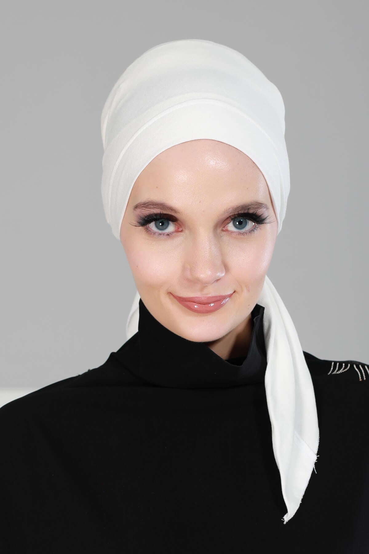 Chic Easy Wrap Hijab Cover for Women, Trendy Hijab for Stylish Look, Soft Comfortable Turban Head Covering, Chic Single Color Headscarf,B-45 Ivory