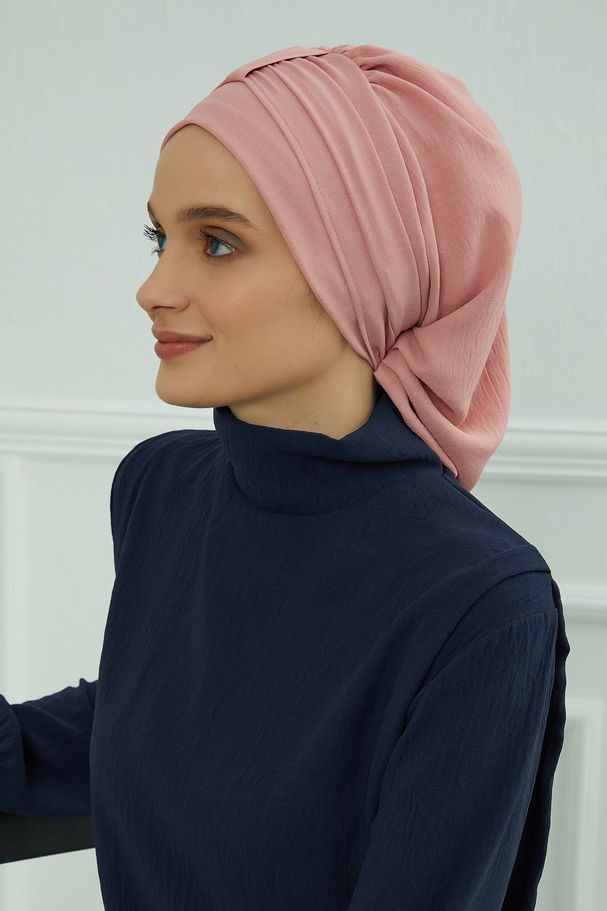 Chic Instant Turban Hat for Women, Modest Fashion Head Cover with Aerobin Fabric, Easy Slip-On Hijab Cap for Everyday Use,HT-90 Pink