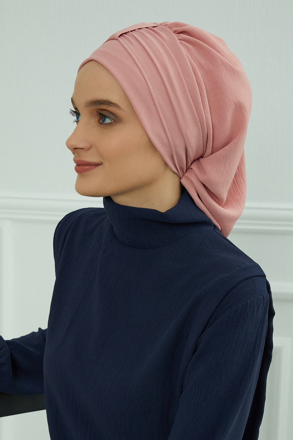 Chic Instant Turban Hat for Women, Modest Fashion Head Cover with Aerobin Fabric, Easy Slip-On Hijab Cap for Everyday Use,HT-90 Pink