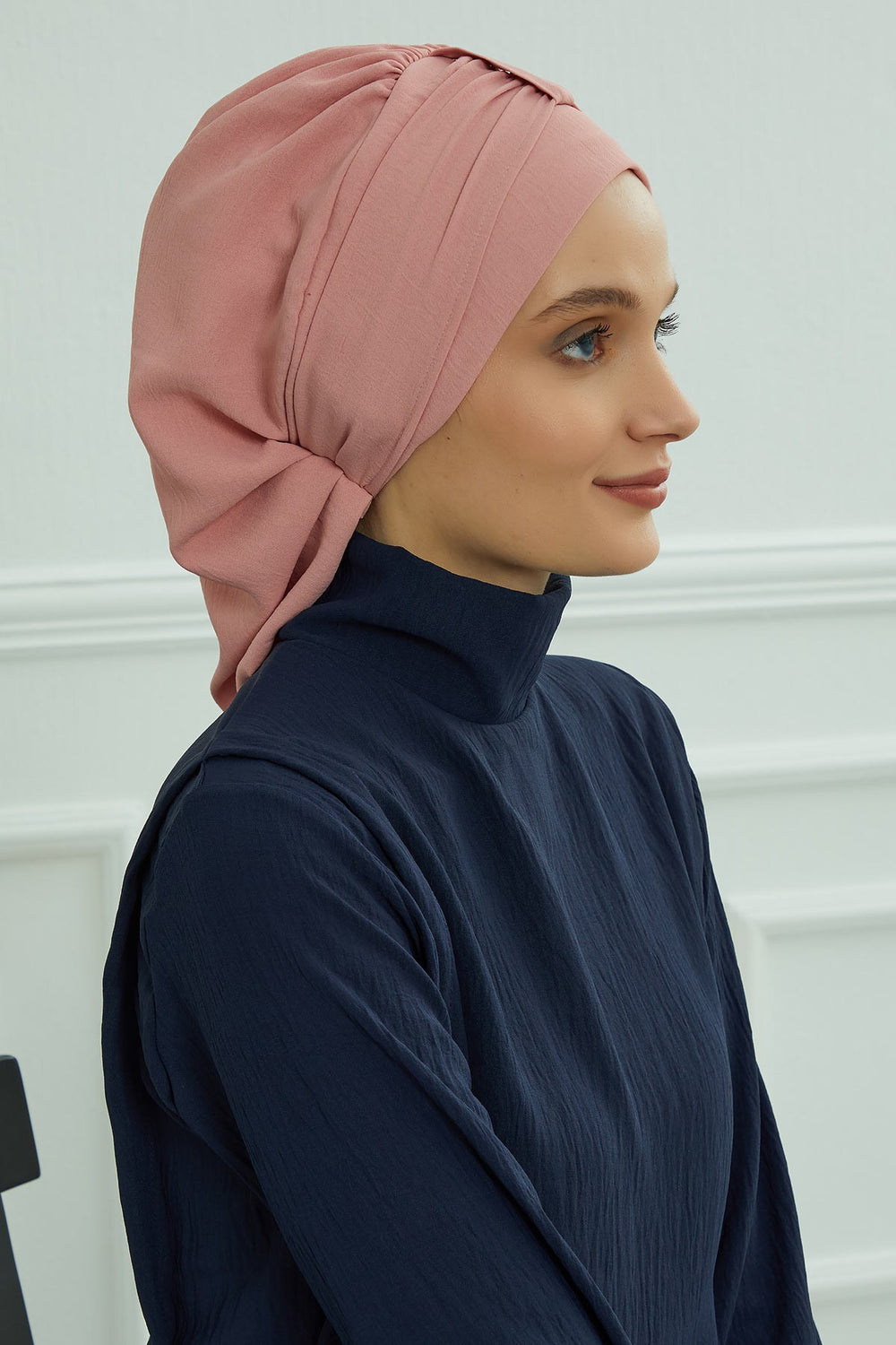 Chic Instant Turban Hat for Women, Modest Fashion Head Cover with Aerobin Fabric, Easy Slip-On Hijab Cap for Everyday Use,HT-90 Pink
