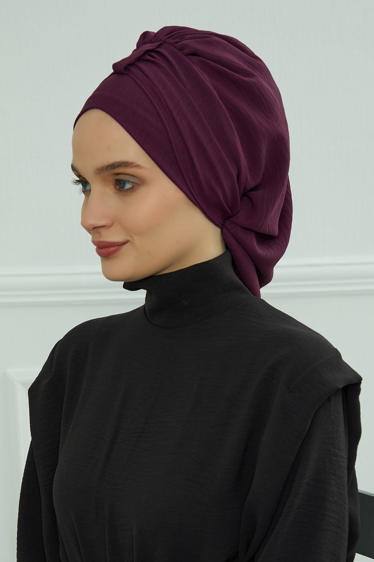 Chic Instant Turban Hat for Women, Modest Fashion Head Cover with Aerobin Fabric, Easy Slip-On Hijab Cap for Everyday Use,HT-90 Purple