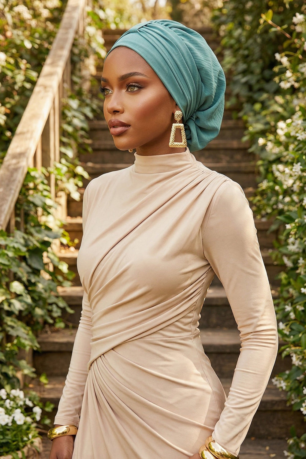 Chic Instant Turban Hat for Women, Modest Fashion Head Cover with Aerobin Fabric, Easy Slip-On Hijab Cap for Everyday Use,HT-90 Mint Green
