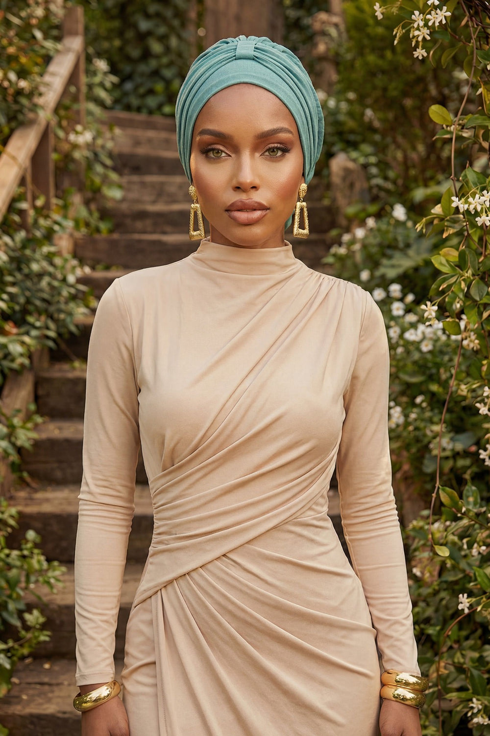 Chic Instant Turban Hat for Women, Modest Fashion Head Cover with Aerobin Fabric, Easy Slip-On Hijab Cap for Everyday Use,HT-90 Mint Green