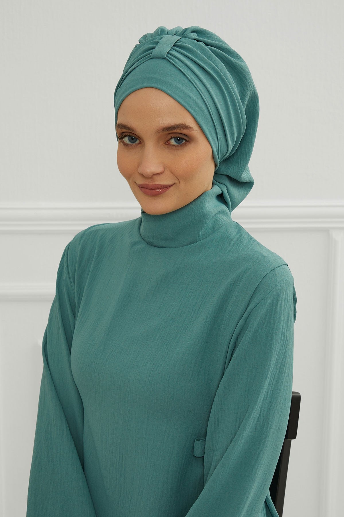 Chic Instant Turban Hat for Women, Modest Fashion Head Cover with Aerobin Fabric, Easy Slip-On Hijab Cap for Everyday Use,HT-90 Mint Green
