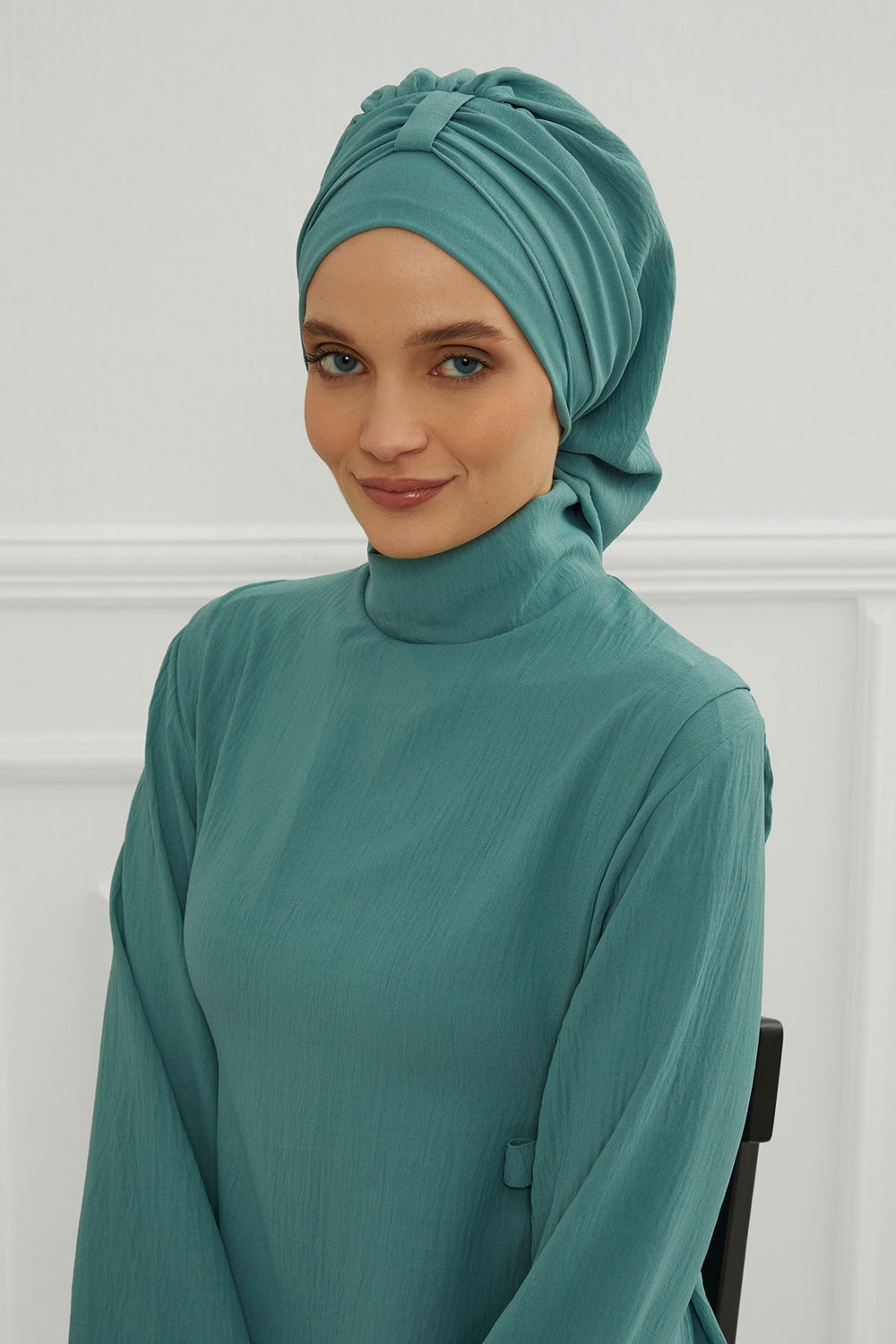 Chic Instant Turban Hat for Women, Modest Fashion Head Cover with Aerobin Fabric, Easy Slip-On Hijab Cap for Everyday Use,HT-90 Mint Green