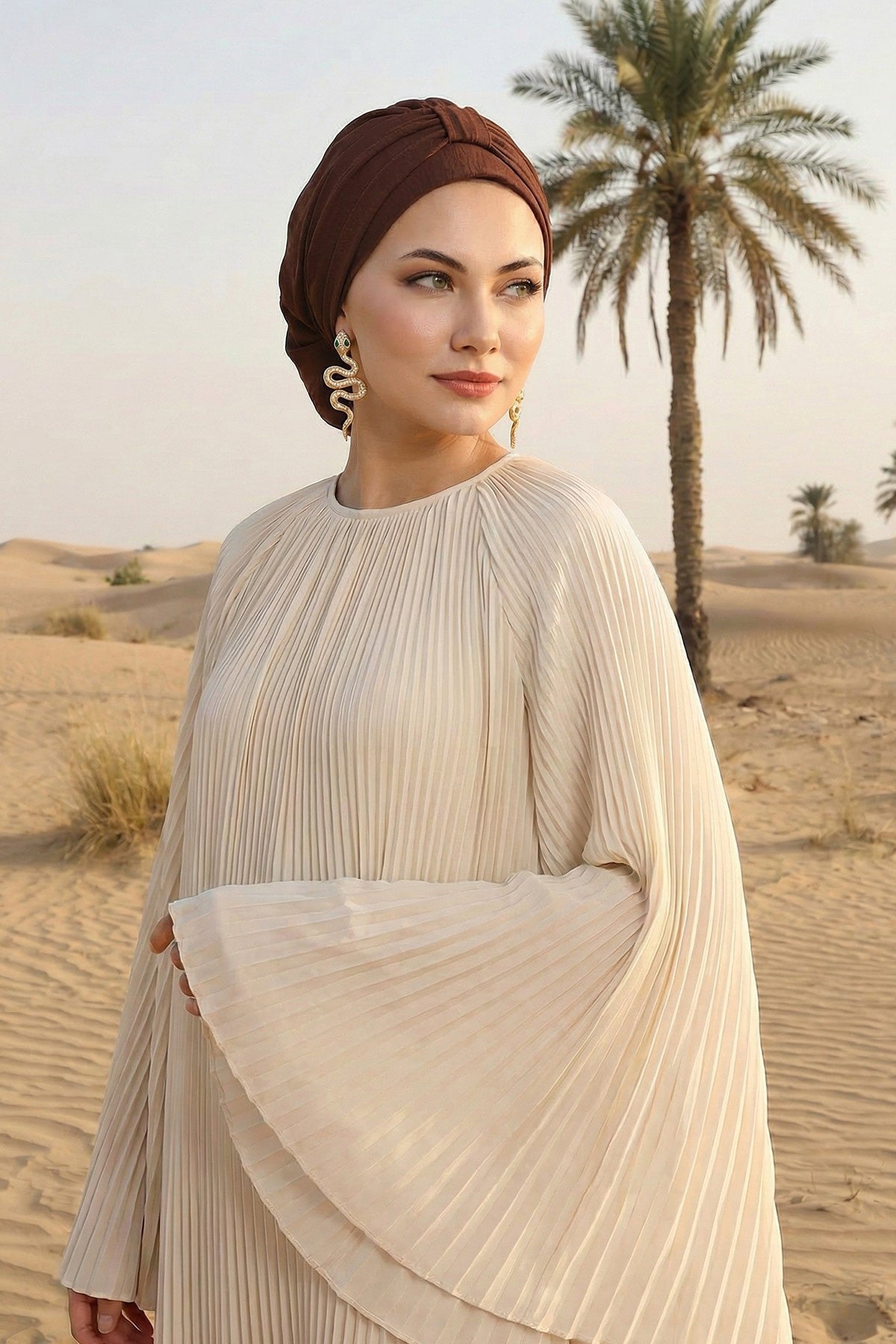 Chic Instant Turban Hat for Women, Modest Fashion Head Cover with Aerobin Fabric, Easy Slip-On Hijab Cap for Everyday Use,HT-90 Brown