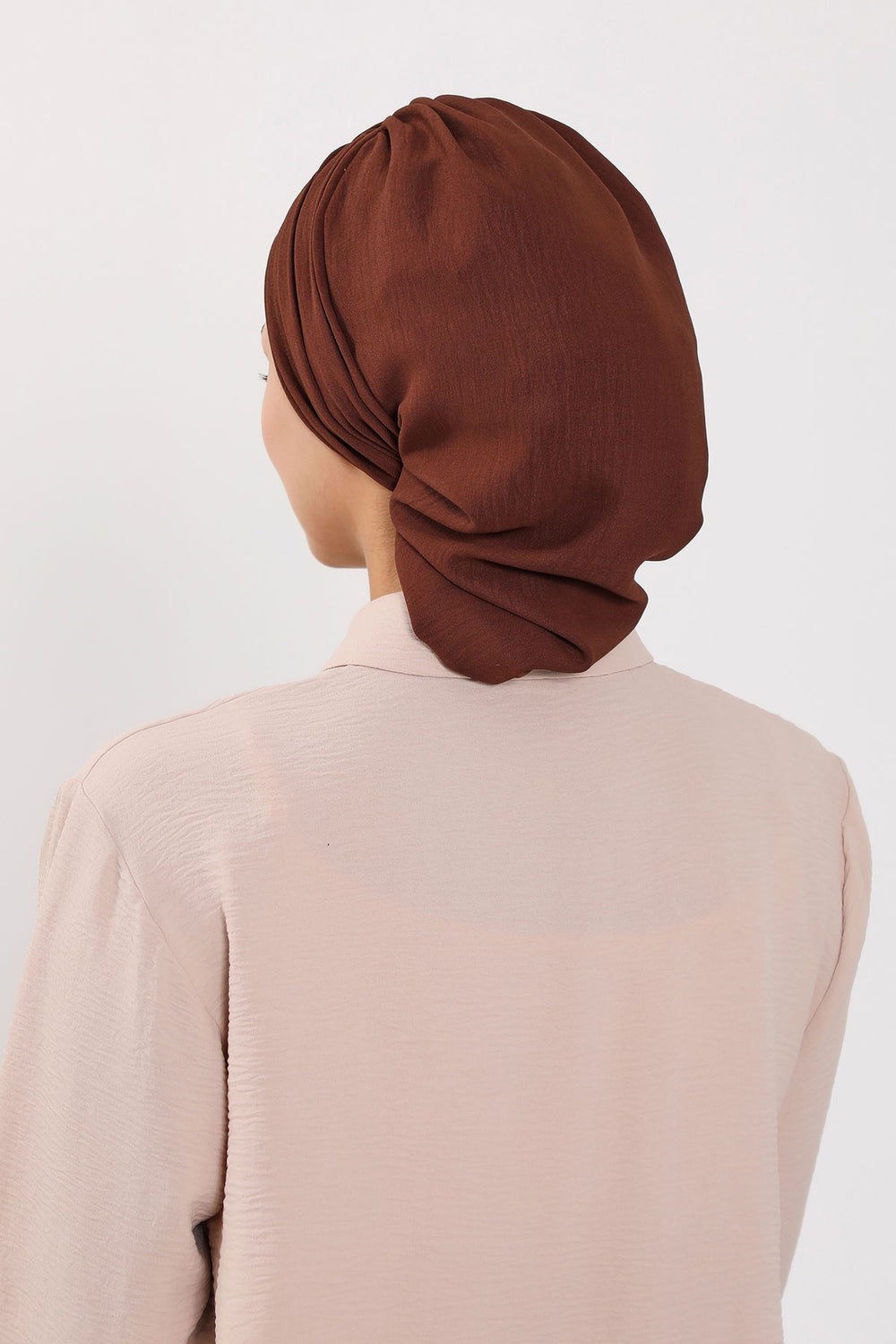 Chic Instant Turban Hat for Women, Modest Fashion Head Cover with Aerobin Fabric, Easy Slip-On Hijab Cap for Everyday Use,HT-90 Brown
