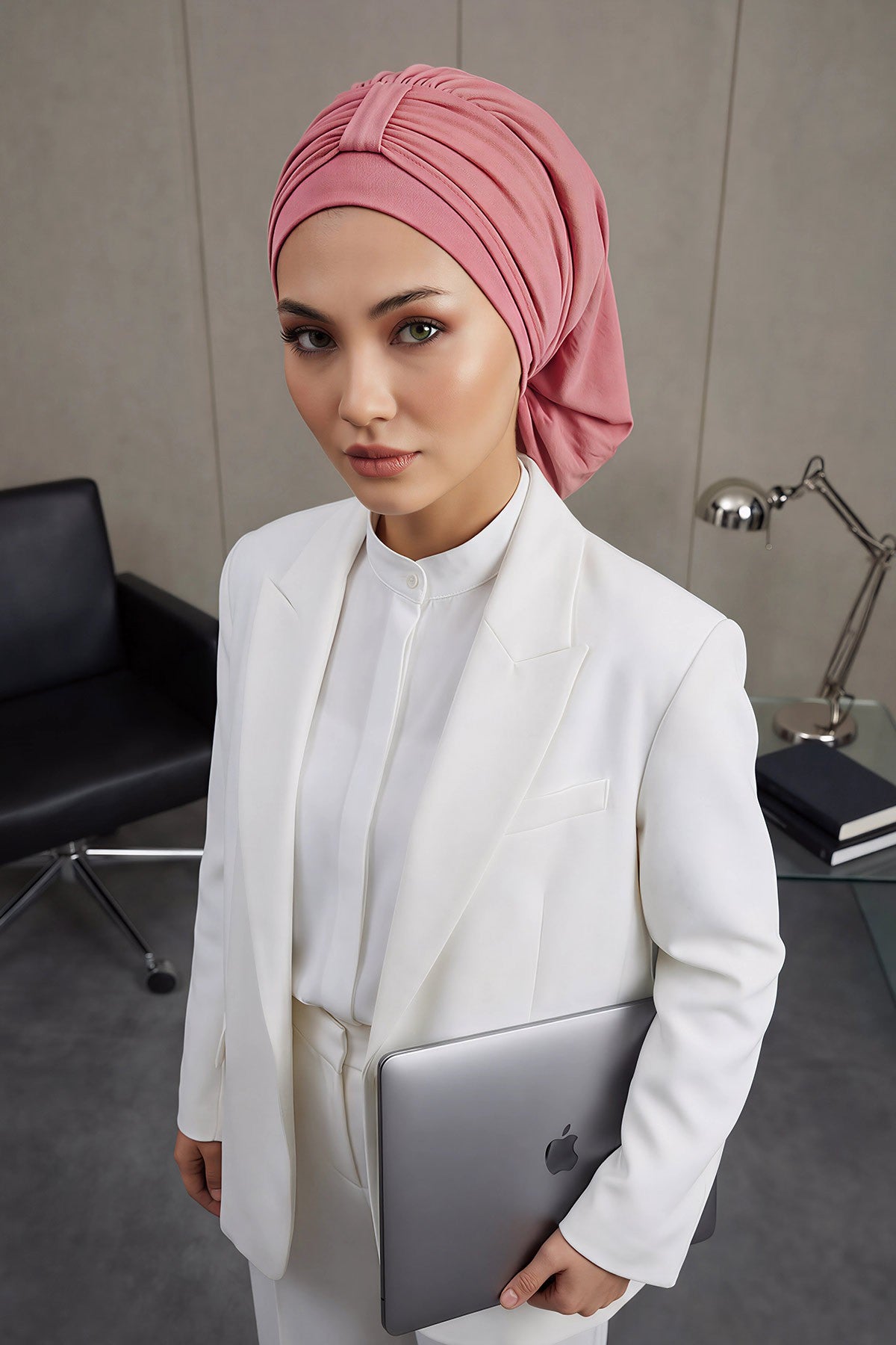 Chic Instant Turban Hat for Women, Modest Fashion Head Cover with Aerobin Fabric, Easy Slip-On Hijab Cap for Everyday Use,HT-90 Dark Pink