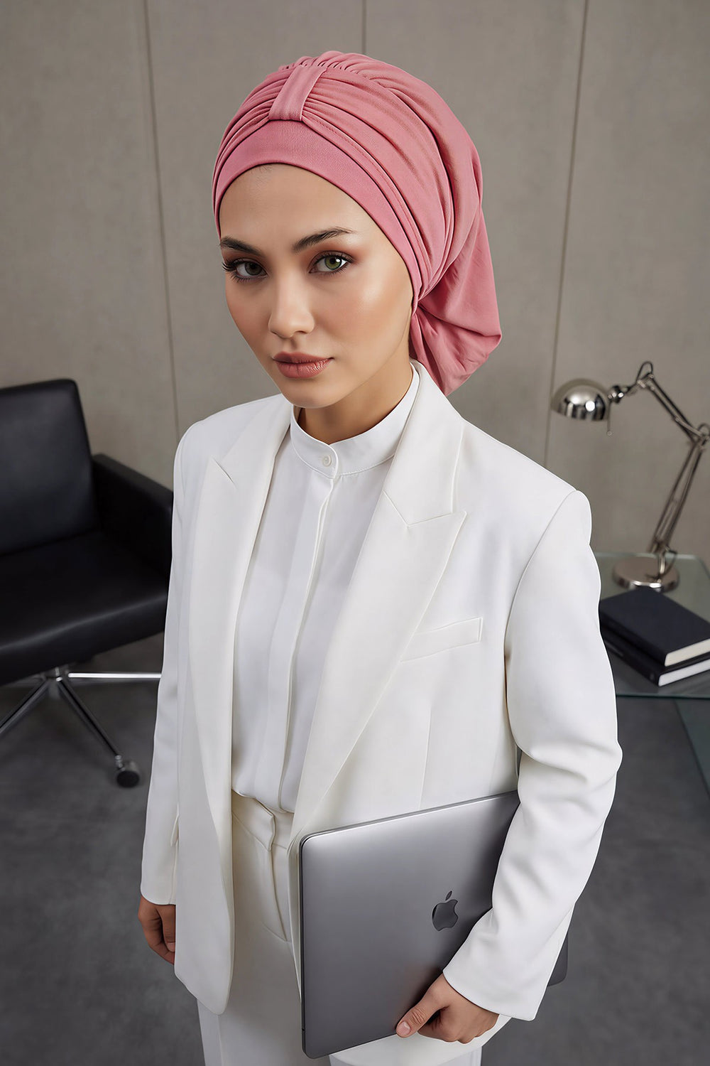 Chic Instant Turban Hat for Women, Modest Fashion Head Cover with Aerobin Fabric, Easy Slip-On Hijab Cap for Everyday Use,HT-90 Dark Pink