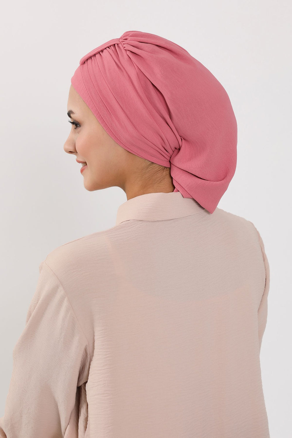 Chic Instant Turban Hat for Women, Modest Fashion Head Cover with Aerobin Fabric, Easy Slip-On Hijab Cap for Everyday Use,HT-90 Dark Pink