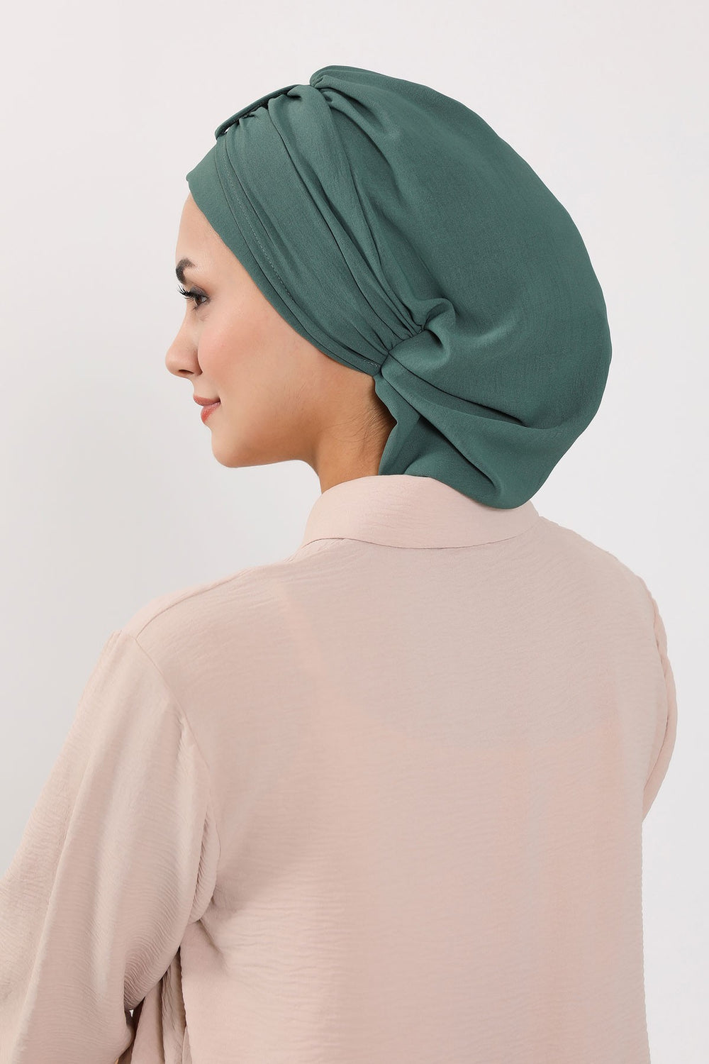 Chic Instant Turban Hat for Women, Modest Fashion Head Cover with Aerobin Fabric, Easy Slip-On Hijab Cap for Everyday Use,HT-90 Light Green