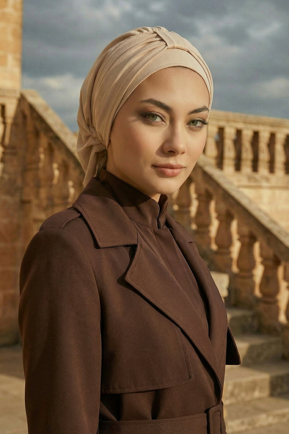 Chic Instant Turban Hat for Women, Modest Fashion Head Cover with Aerobin Fabric, Easy Slip-On Hijab Cap for Everyday Use,HT-90 Stone