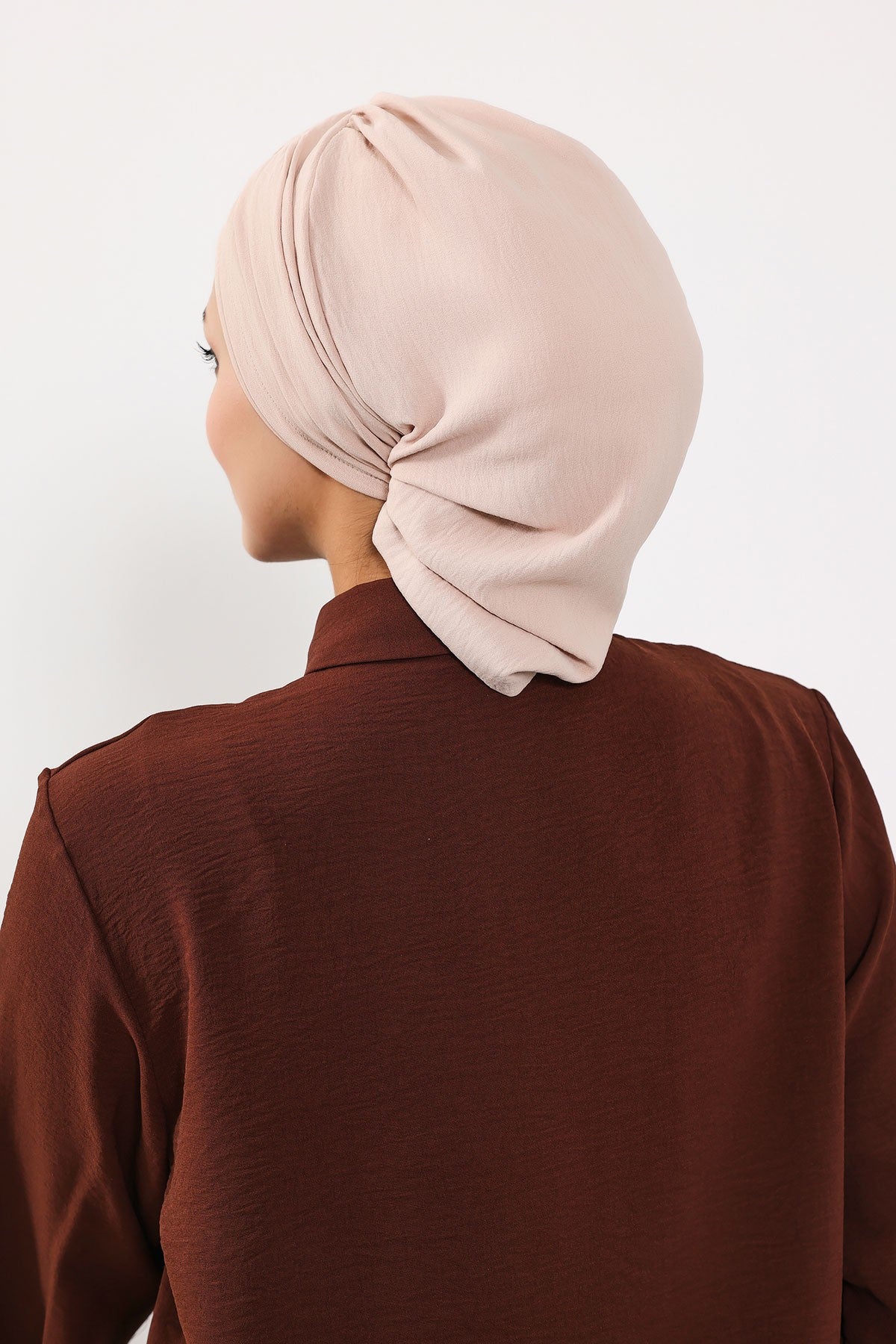 Chic Instant Turban Hat for Women, Modest Fashion Head Cover with Aerobin Fabric, Easy Slip-On Hijab Cap for Everyday Use,HT-90 Stone