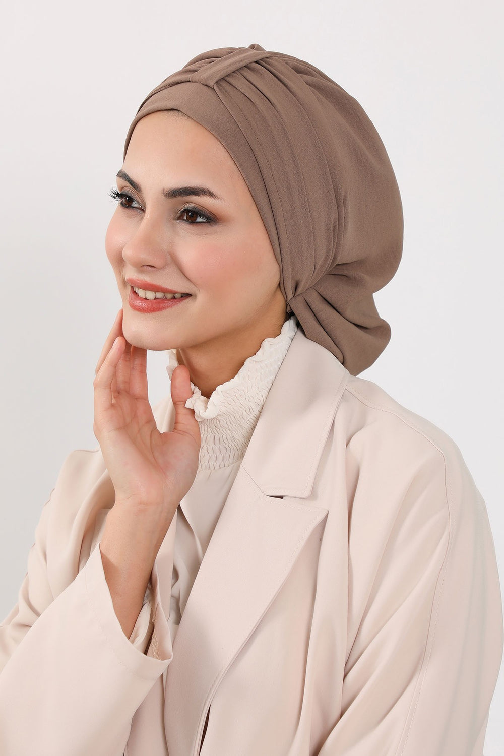 Chic Instant Turban Hat for Women, Modest Fashion Head Cover with Aerobin Fabric, Easy Slip-On Hijab Cap for Everyday Use,HT-90 Chocolate