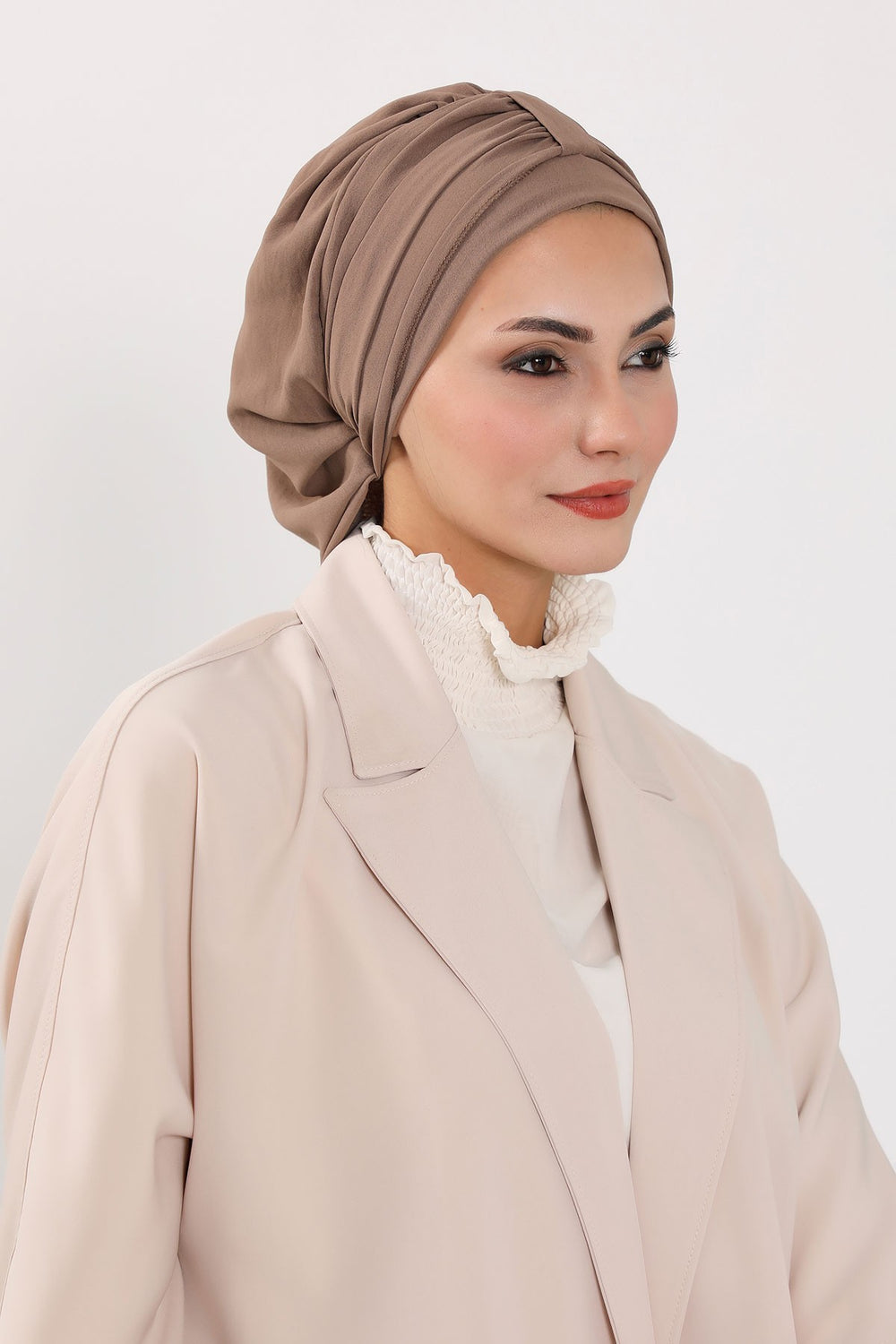 Chic Instant Turban Hat for Women, Modest Fashion Head Cover with Aerobin Fabric, Easy Slip-On Hijab Cap for Everyday Use,HT-90 Chocolate