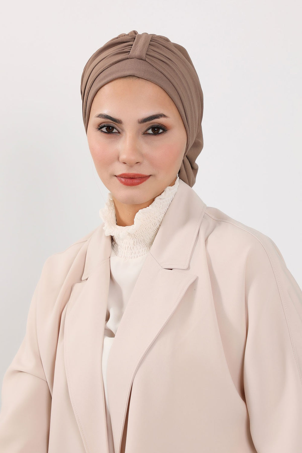 Chic Instant Turban Hat for Women, Modest Fashion Head Cover with Aerobin Fabric, Easy Slip-On Hijab Cap for Everyday Use,HT-90 Chocolate