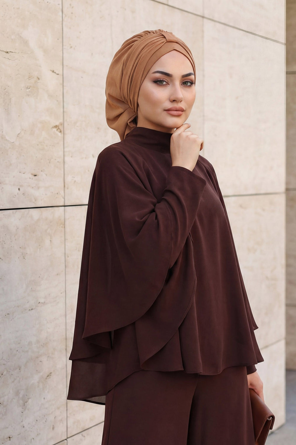Chic Instant Turban Hat for Women, Modest Fashion Head Cover with Aerobin Fabric, Easy Slip-On Hijab Cap for Everyday Use,HT-90 Camel