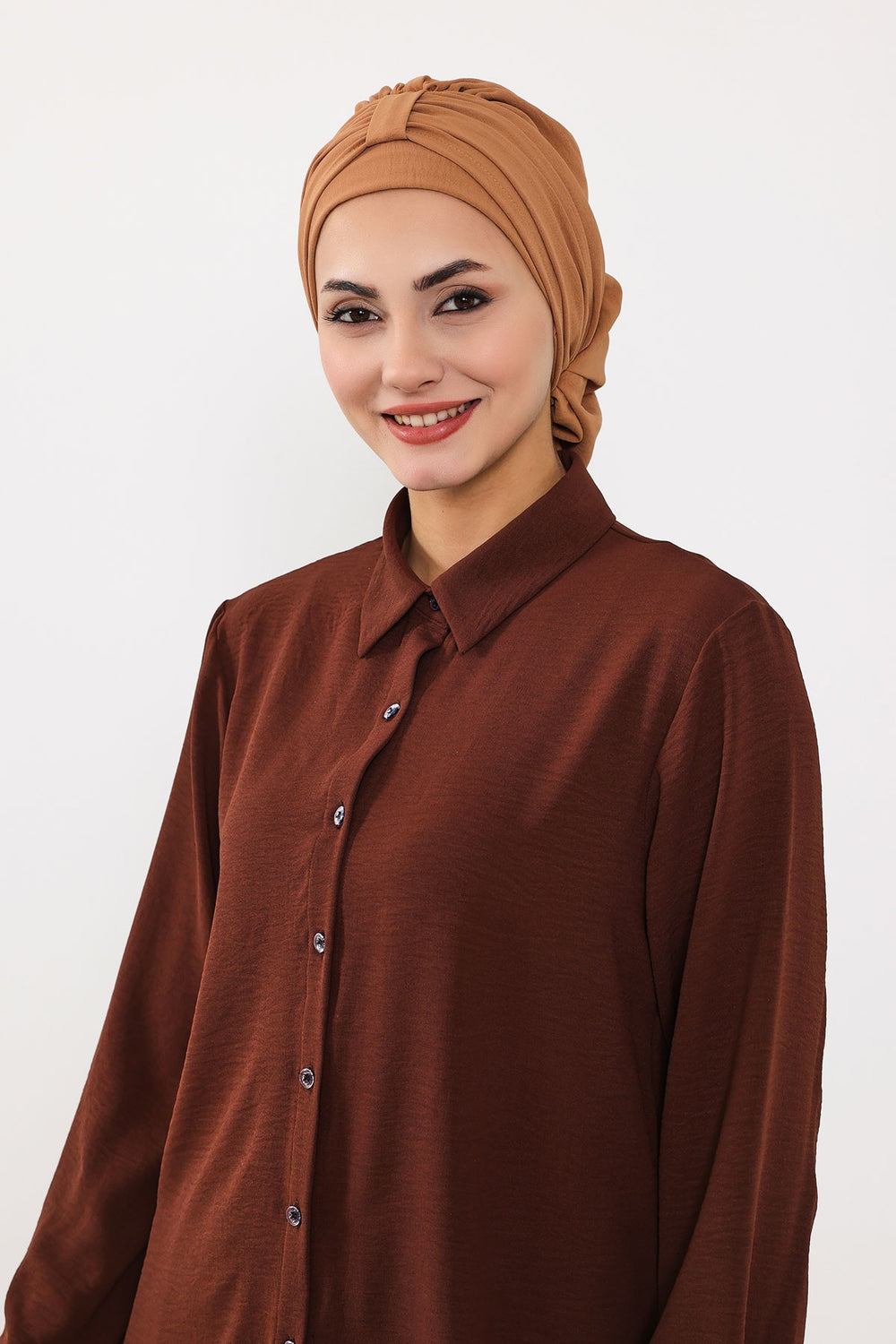 Chic Instant Turban Hat for Women, Modest Fashion Head Cover with Aerobin Fabric, Easy Slip-On Hijab Cap for Everyday Use,HT-90 Camel
