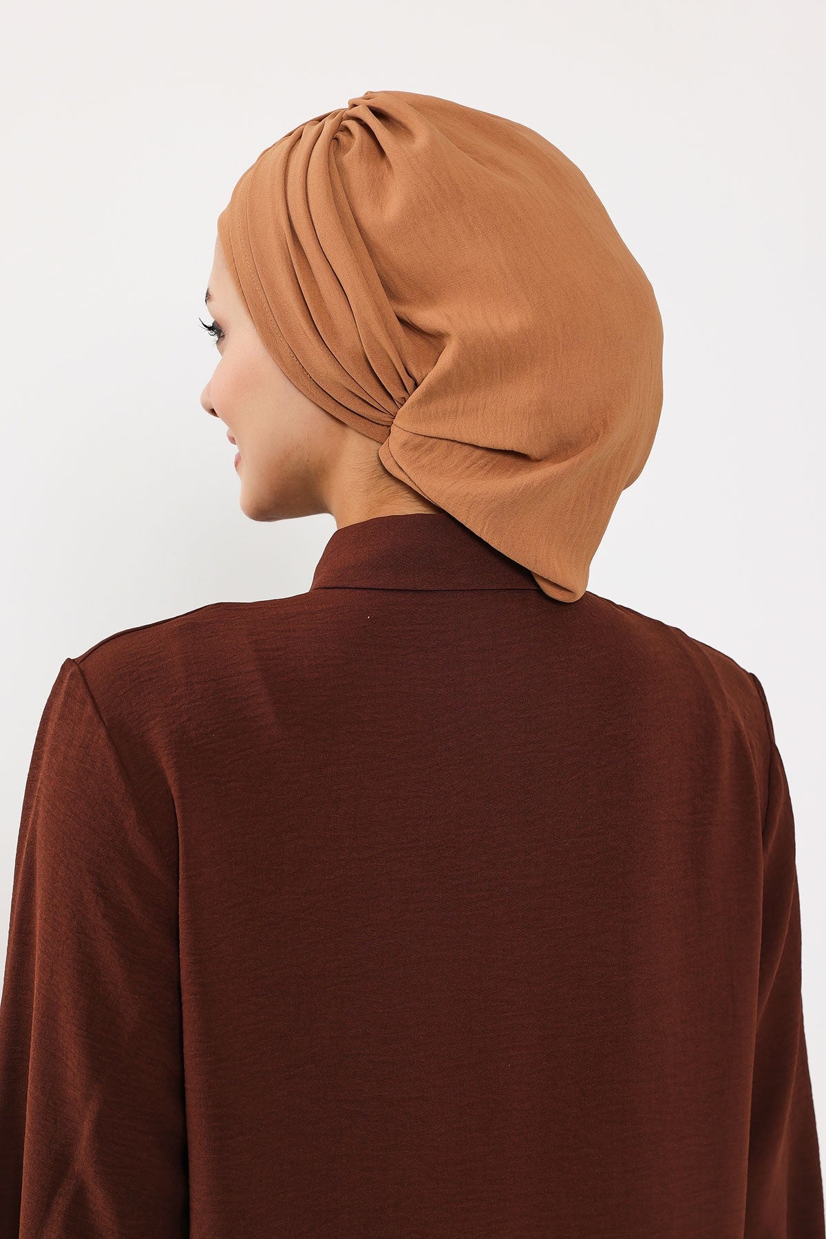 Chic Instant Turban Hat for Women, Modest Fashion Head Cover with Aerobin Fabric, Easy Slip-On Hijab Cap for Everyday Use,HT-90 Camel