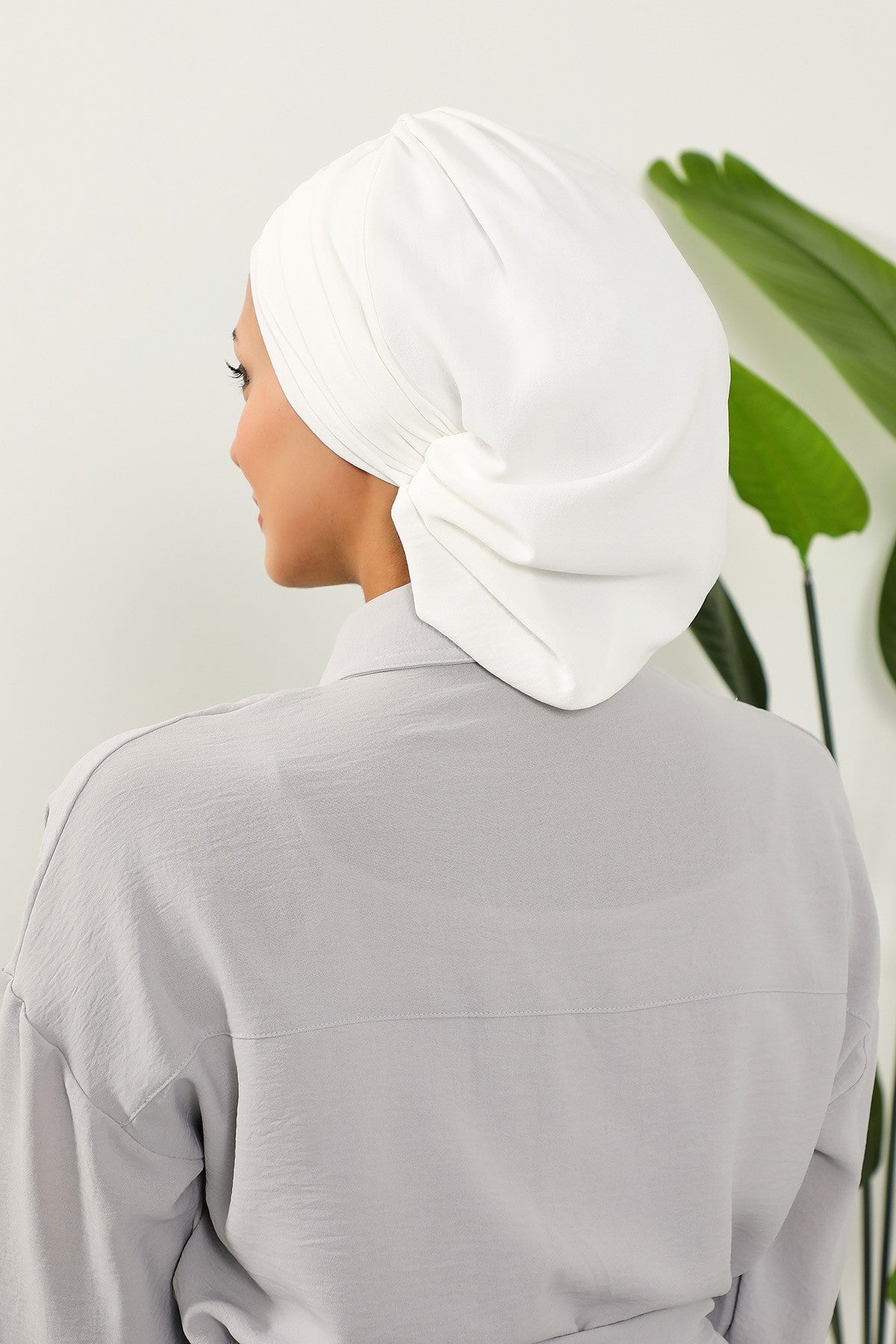 Chic Instant Turban Hat for Women, Modest Fashion Head Cover with Aerobin Fabric, Easy Slip-On Hijab Cap for Everyday Use,HT-90 Ecru
