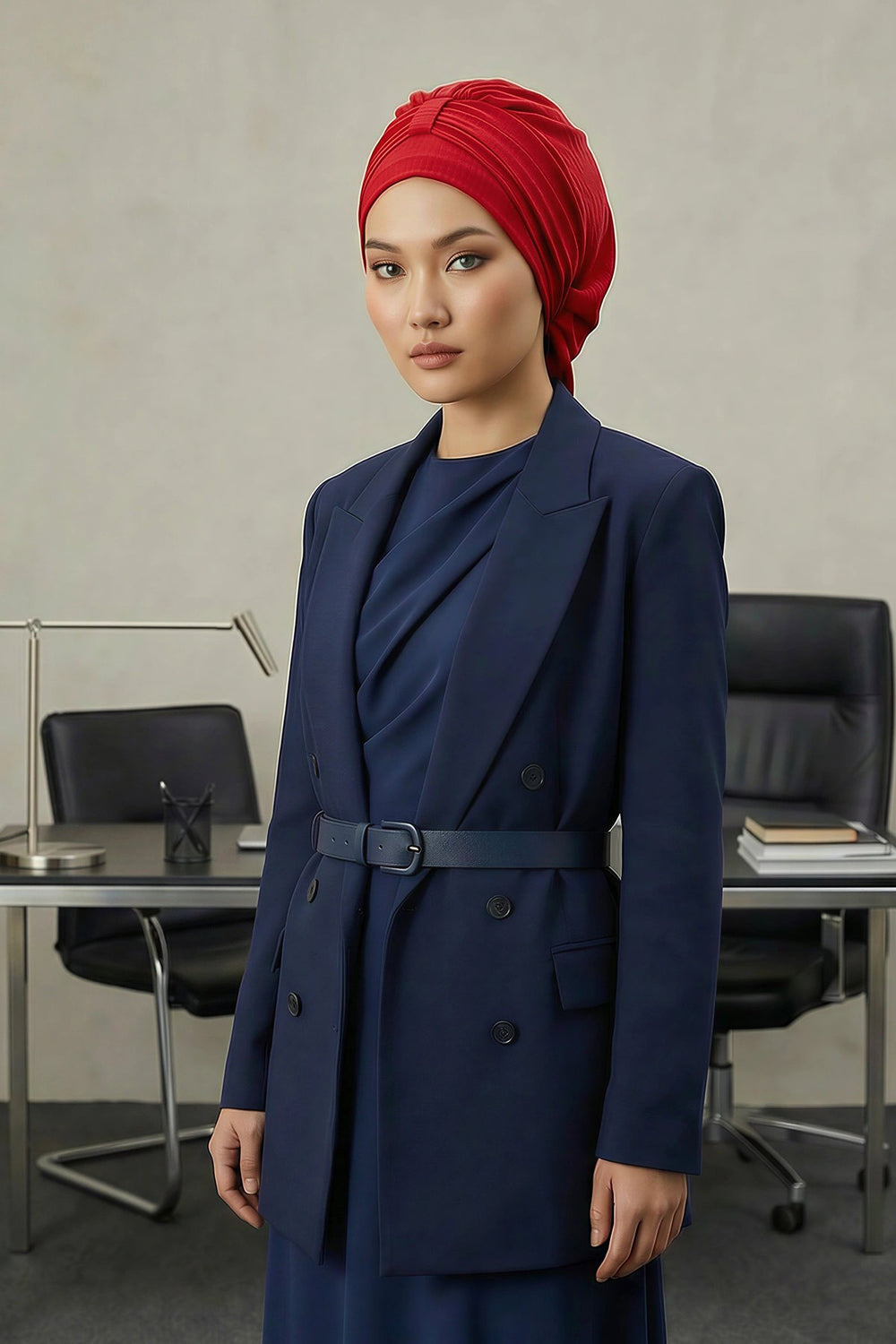 Chic Instant Turban Hat for Women, Modest Fashion Head Cover with Aerobin Fabric, Easy Slip-On Hijab Cap for Everyday Use,HT-90 Red