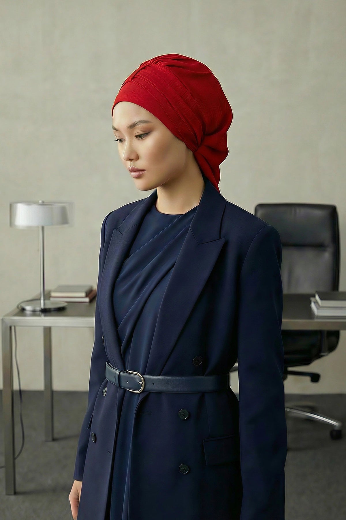 Chic Instant Turban Hat for Women, Modest Fashion Head Cover with Aerobin Fabric, Easy Slip-On Hijab Cap for Everyday Use,HT-90 Red