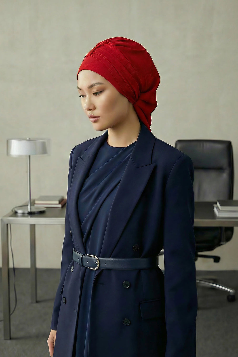 Chic Instant Turban Hat for Women, Modest Fashion Head Cover with Aerobin Fabric, Easy Slip-On Hijab Cap for Everyday Use,HT-90 Red