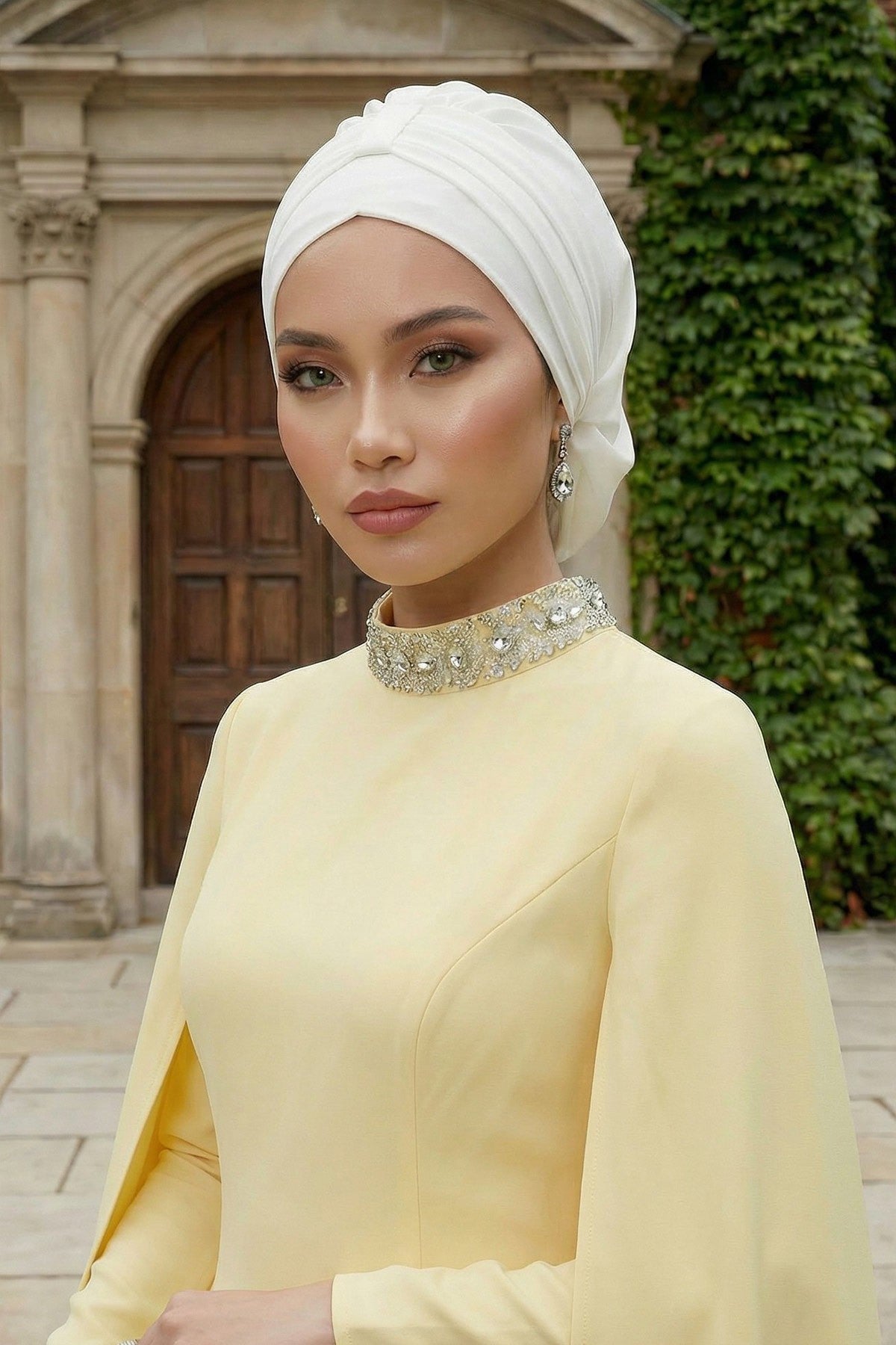 Chic Instant Turban Hat for Women, Modest Fashion Head Cover with Aerobin Fabric, Easy Slip-On Hijab Cap for Everyday Use,HT-90 White