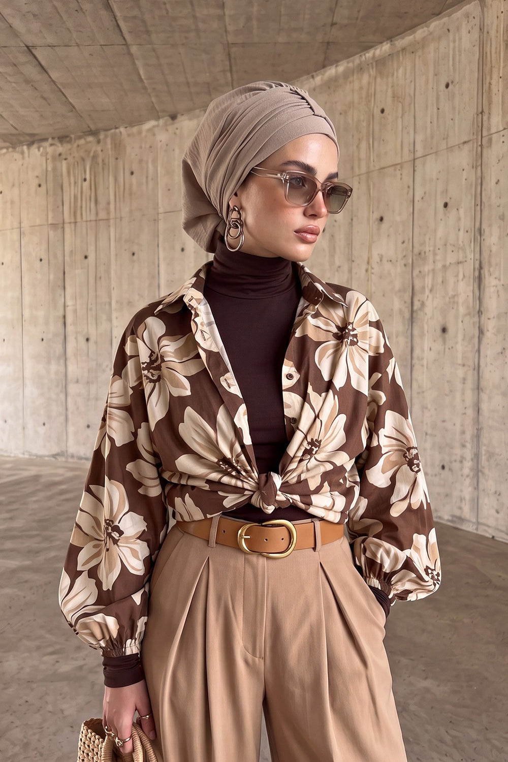 Chic Instant Turban Hat for Women, Modest Fashion Head Cover with Aerobin Fabric, Easy Slip-On Hijab Cap for Everyday Use,HT-90 Mink
