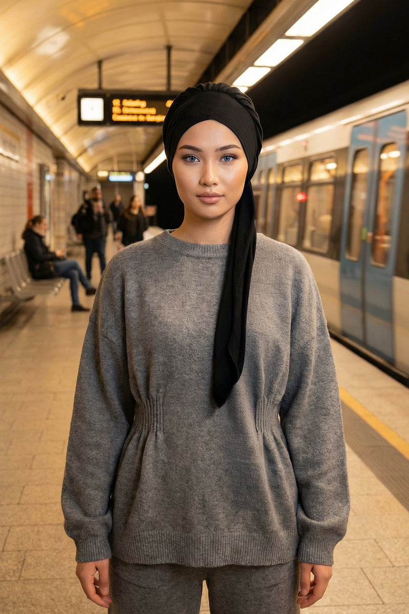 Chic Instant Turban Headscarf, Ready to Wear Instant Hijab, Easy Wrap & Trendy Turban Hijab Design, Stylish Chemo Cancer Cap for Women,B-49