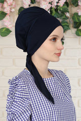 Chic Instant Turban Headscarf, Ready to Wear Instant Hijab, Easy Wrap & Trendy Turban Hijab Design, Stylish Chemo Cancer Cap for Women,B-49 Navy Blue