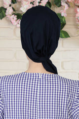 Chic Instant Turban Headscarf, Ready to Wear Instant Hijab, Easy Wrap & Trendy Turban Hijab Design, Stylish Chemo Cancer Cap for Women,B-49 Navy Blue