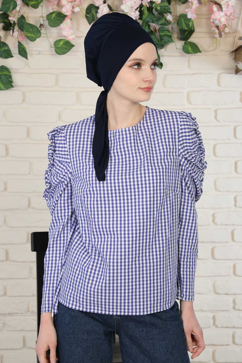 Chic Instant Turban Headscarf, Ready to Wear Instant Hijab, Easy Wrap & Trendy Turban Hijab Design, Stylish Chemo Cancer Cap for Women,B-49 Navy Blue