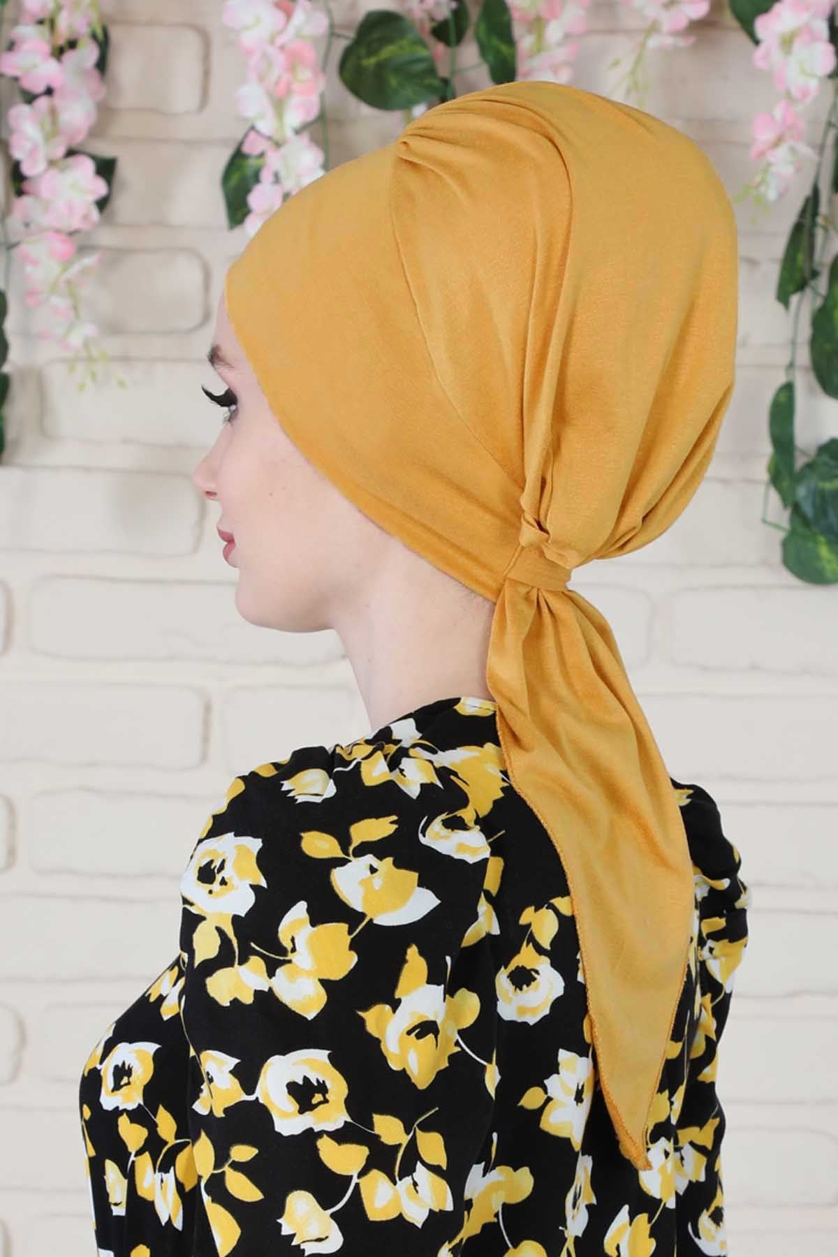 Chic Instant Turban Headscarf, Ready to Wear Instant Hijab, Easy Wrap & Trendy Turban Hijab Design, Stylish Chemo Cancer Cap for Women,B-49 Mustard Yellow