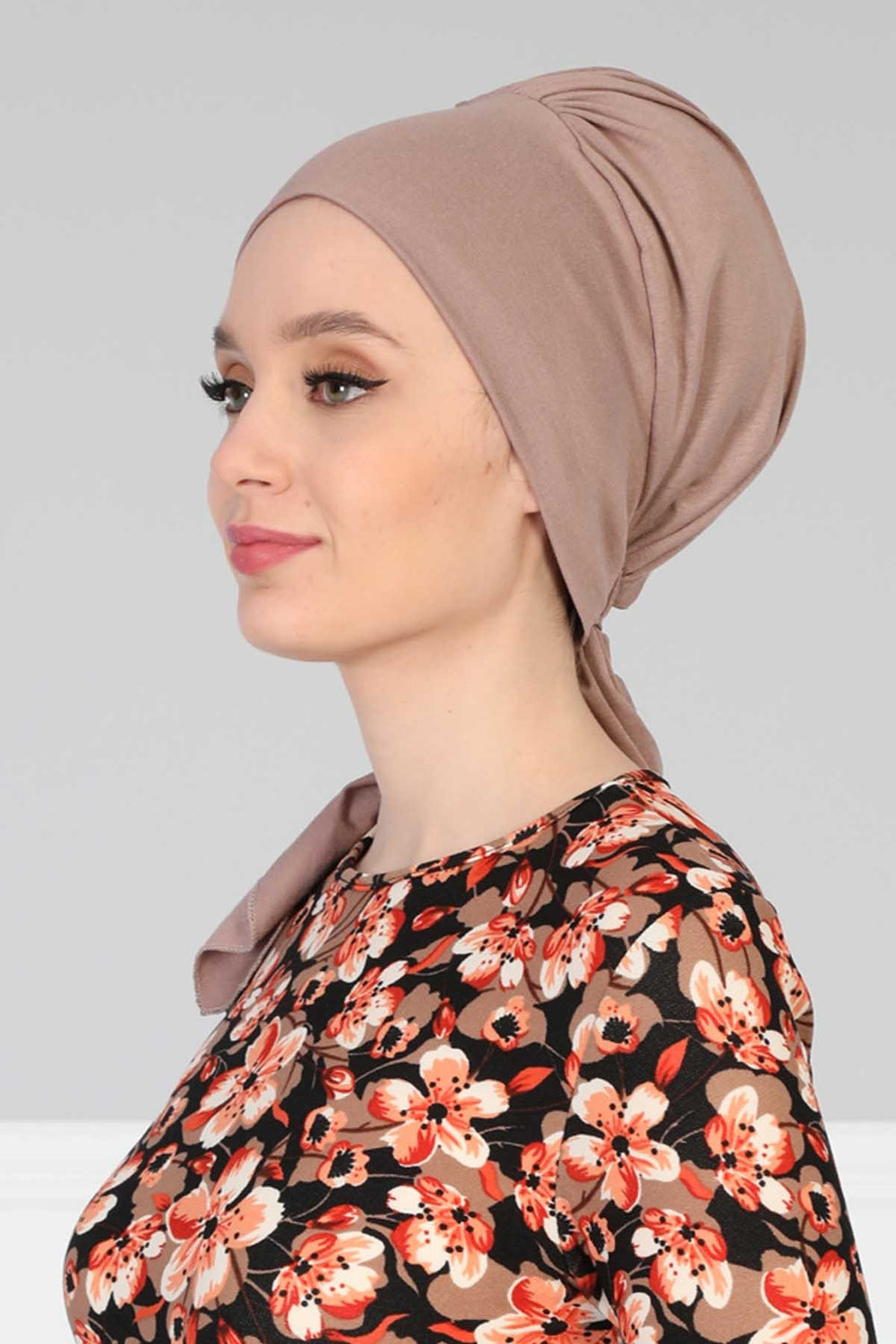 Chic Instant Turban Headscarf, Ready to Wear Instant Hijab, Easy Wrap & Trendy Turban Hijab Design, Stylish Chemo Cancer Cap for Women,B-49 Mink