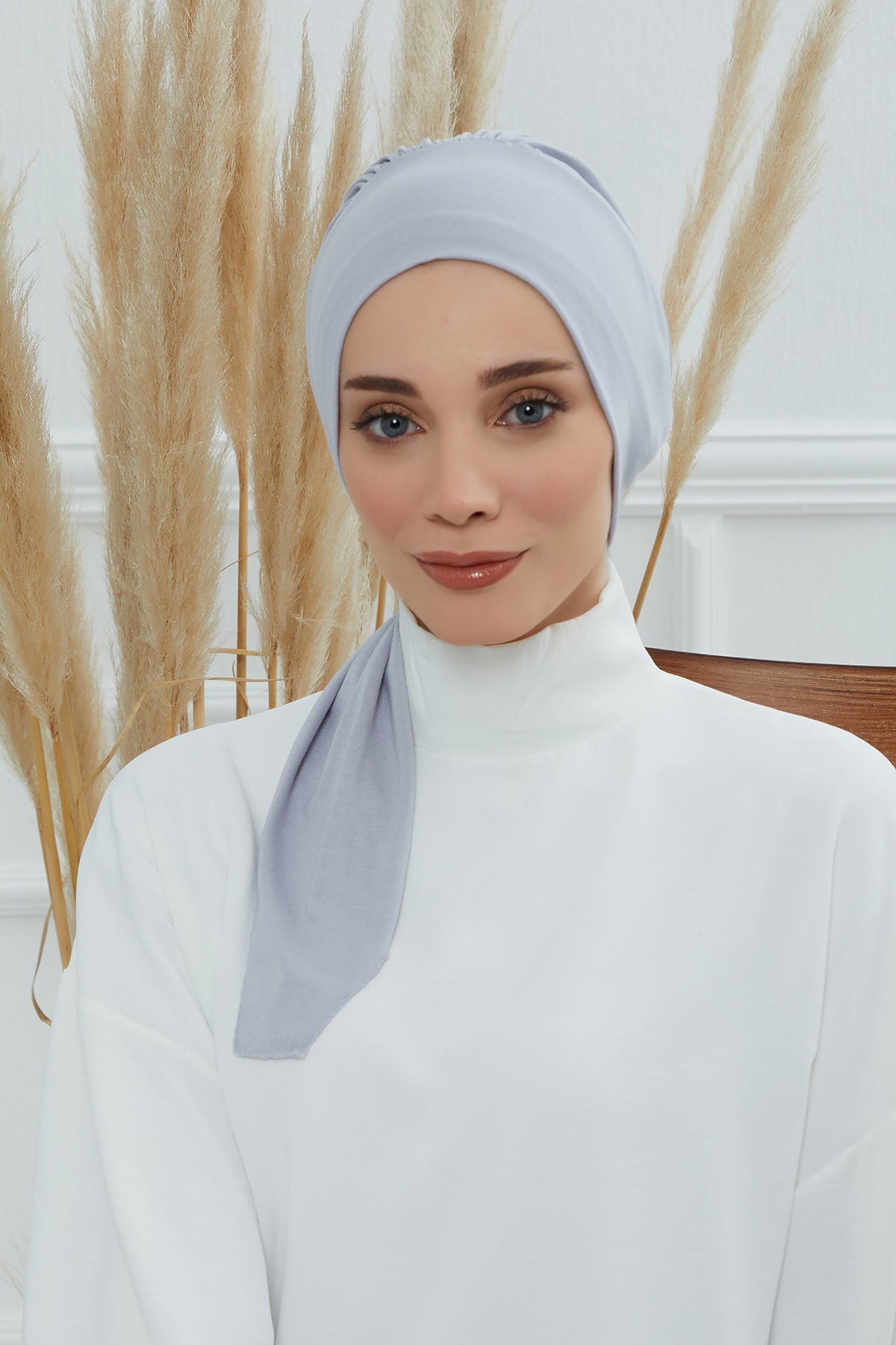 Chic Instant Turban Headscarf, Ready to Wear Instant Hijab, Easy Wrap & Trendy Turban Hijab Design, Stylish Chemo Cancer Cap for Women,B-49 Grey 2