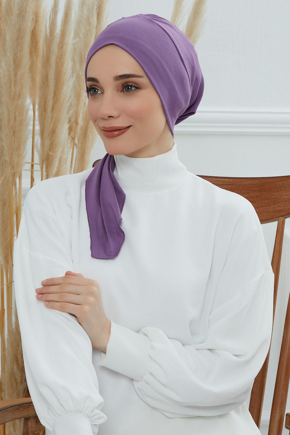 Chic Instant Turban Headscarf, Ready to Wear Instant Hijab, Easy Wrap & Trendy Turban Hijab Design, Stylish Chemo Cancer Cap for Women,B-49 Purple 2