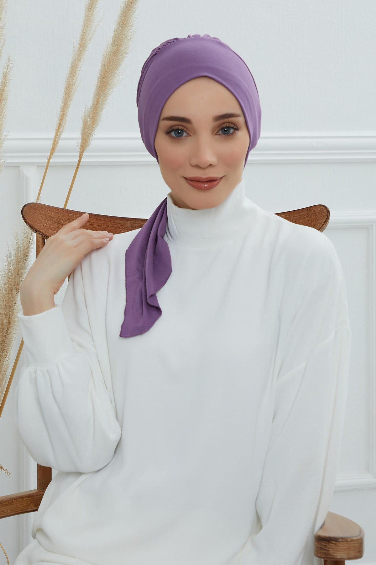 Chic Instant Turban Headscarf, Ready to Wear Instant Hijab, Easy Wrap & Trendy Turban Hijab Design, Stylish Chemo Cancer Cap for Women,B-49 Purple 2