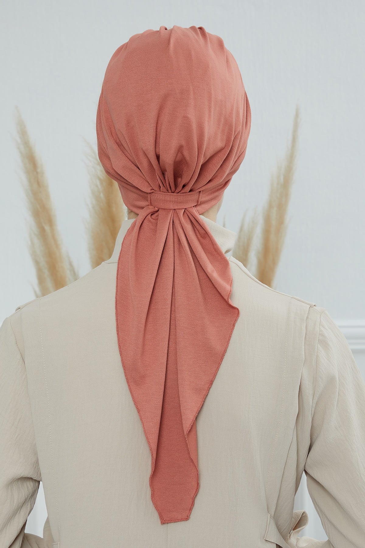 Chic Instant Turban Headscarf, Ready to Wear Instant Hijab, Easy Wrap & Trendy Turban Hijab Design, Stylish Chemo Cancer Cap for Women,B-49 Salmon