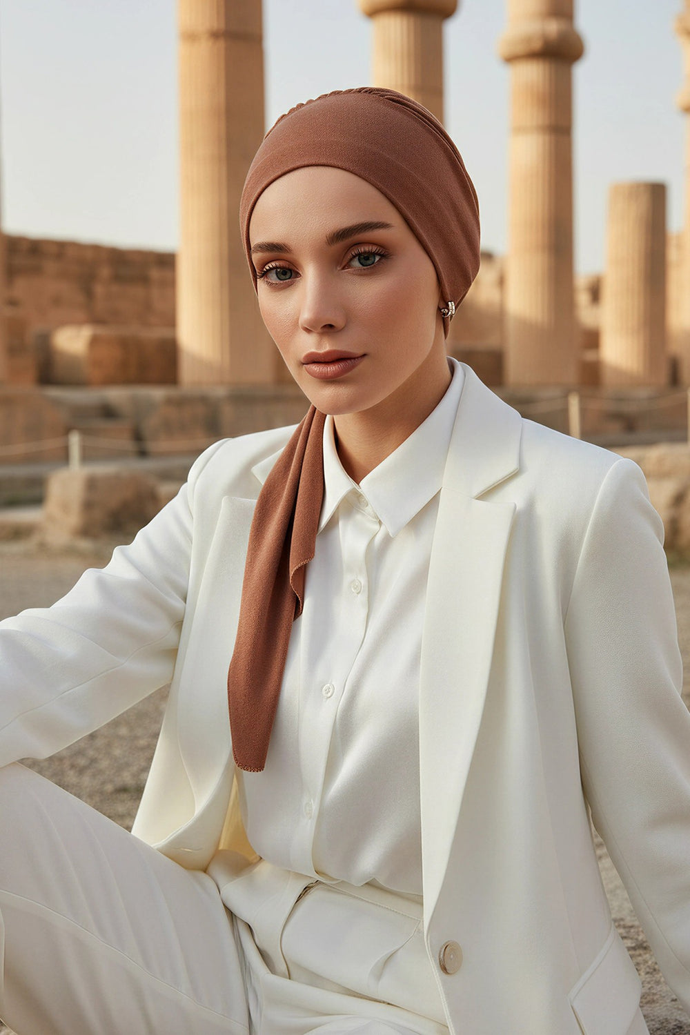 Chic Instant Turban Headscarf, Ready to Wear Instant Hijab, Easy Wrap & Trendy Turban Hijab Design, Stylish Chemo Cancer Cap for Women,B-49 Caramel Brown