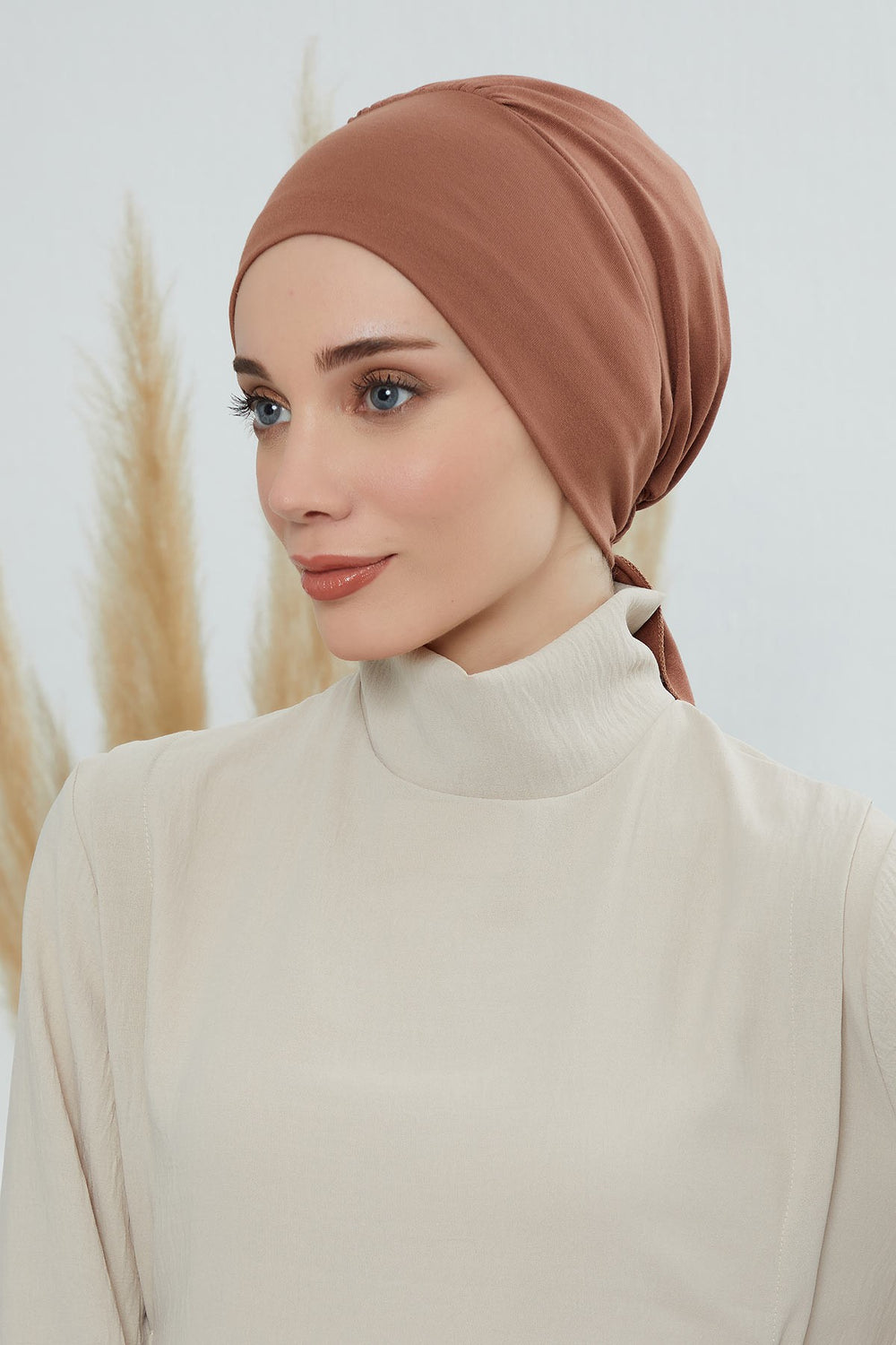 Chic Instant Turban Headscarf, Ready to Wear Instant Hijab, Easy Wrap & Trendy Turban Hijab Design, Stylish Chemo Cancer Cap for Women,B-49 Caramel Brown