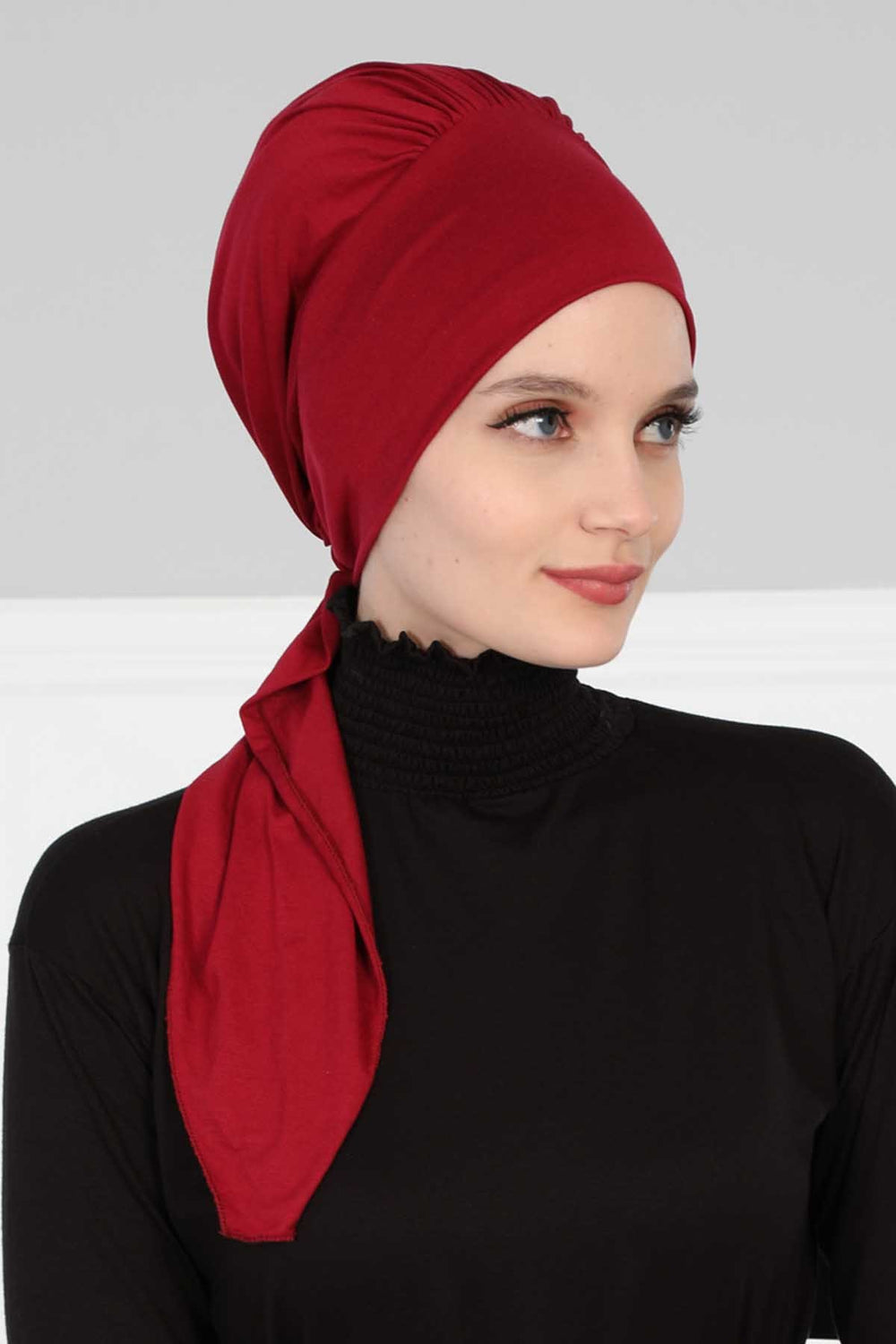 Chic Instant Turban Headscarf, Ready to Wear Instant Hijab, Easy Wrap & Trendy Turban Hijab Design, Stylish Chemo Cancer Cap for Women,B-49 Maroon