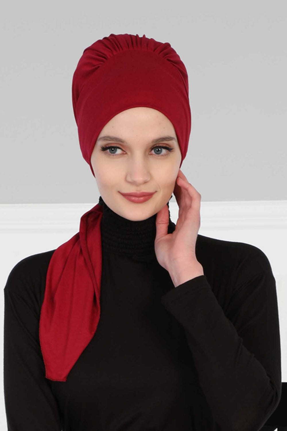 Chic Instant Turban Headscarf, Ready to Wear Instant Hijab, Easy Wrap & Trendy Turban Hijab Design, Stylish Chemo Cancer Cap for Women,B-49 Maroon
