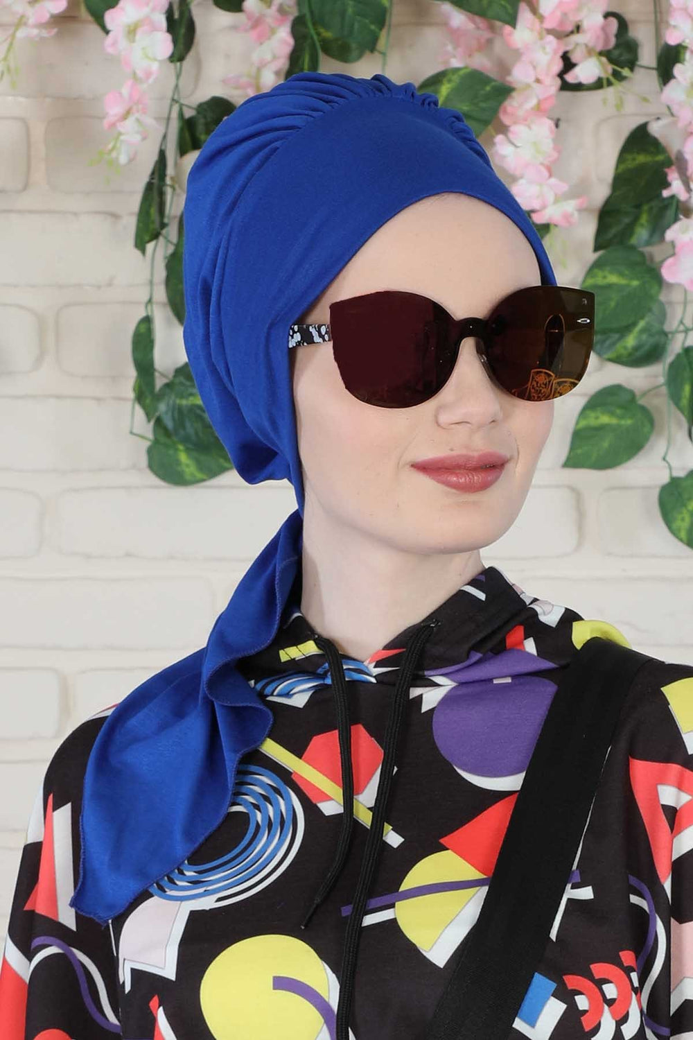 Chic Instant Turban Headscarf, Ready to Wear Instant Hijab, Easy Wrap & Trendy Turban Hijab Design, Stylish Chemo Cancer Cap for Women,B-49 Sax Blue