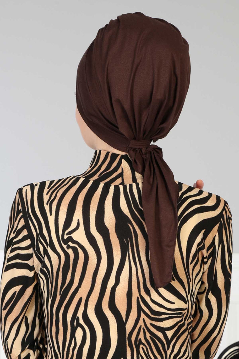 Chic Instant Turban Headscarf, Ready to Wear Instant Hijab, Easy Wrap & Trendy Turban Hijab Design, Stylish Chemo Cancer Cap for Women,B-49 Brown