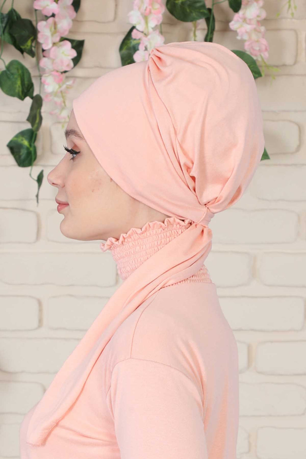 Chic Instant Turban Headscarf, Ready to Wear Instant Hijab, Easy Wrap & Trendy Turban Hijab Design, Stylish Chemo Cancer Cap for Women,B-49 Powder