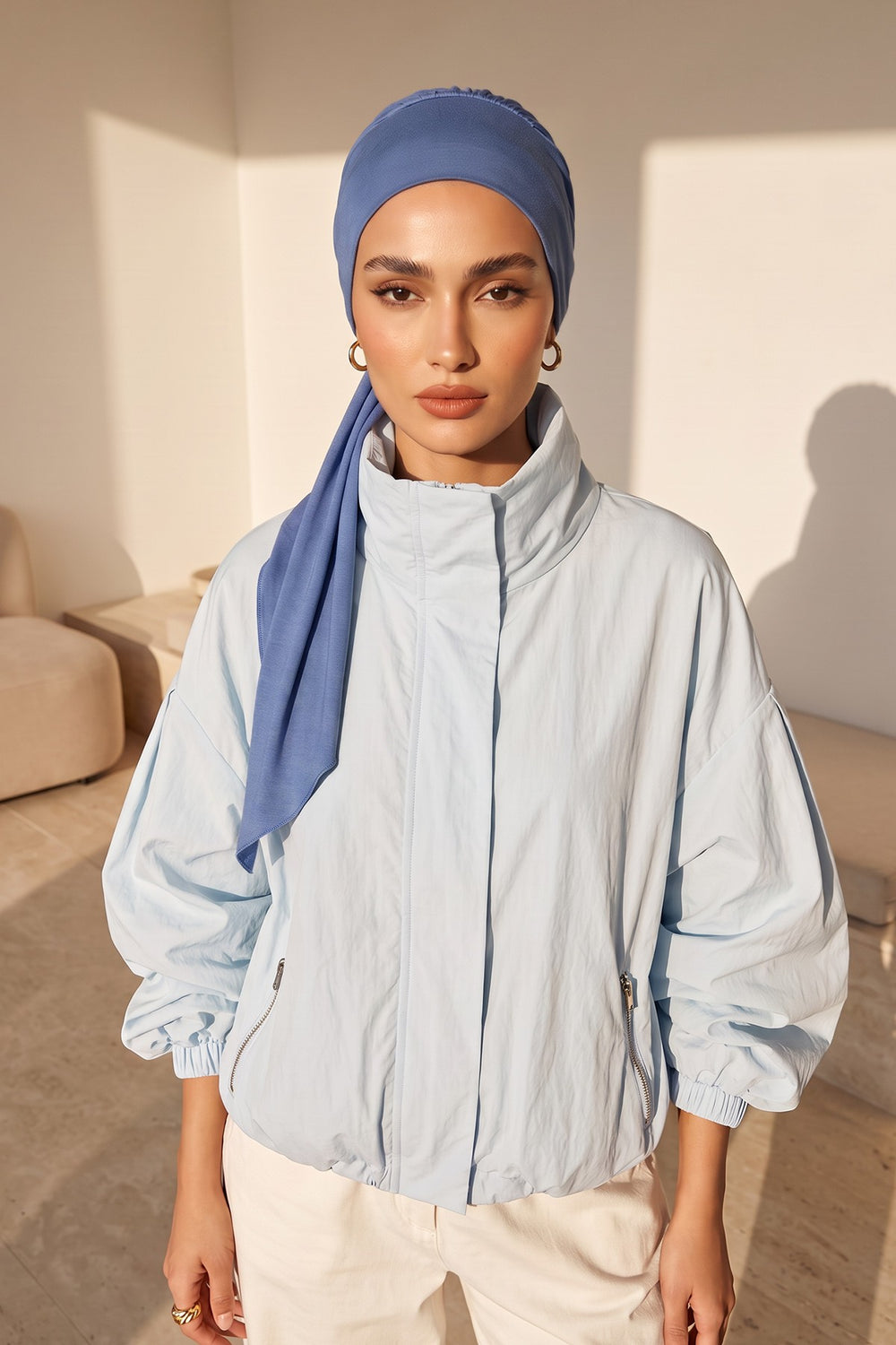 Chic Instant Turban Headscarf, Ready to Wear Instant Hijab, Easy Wrap & Trendy Turban Hijab Design, Stylish Chemo Cancer Cap for Women,B-49 İndigo